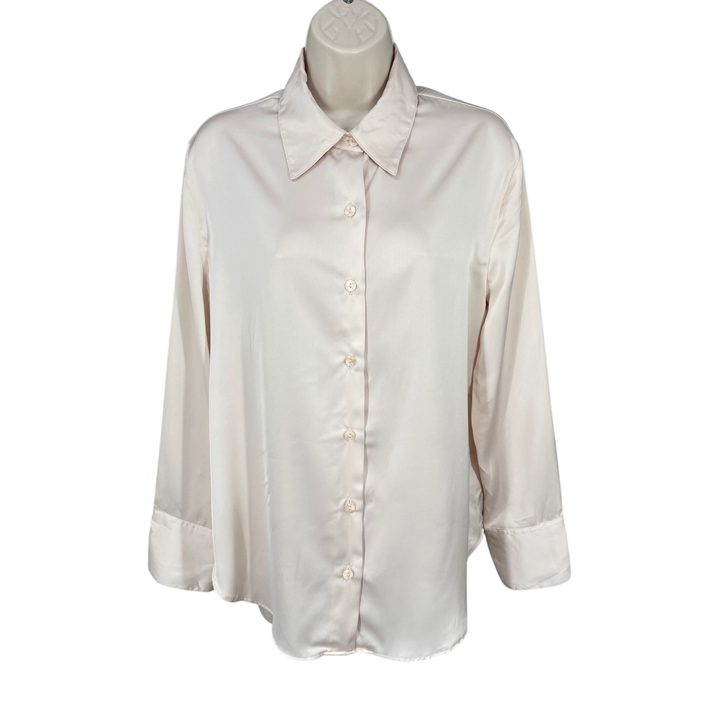 cupcakes and cashmere Blouse Women Feminine Coquette Button Shirt Size S Cream